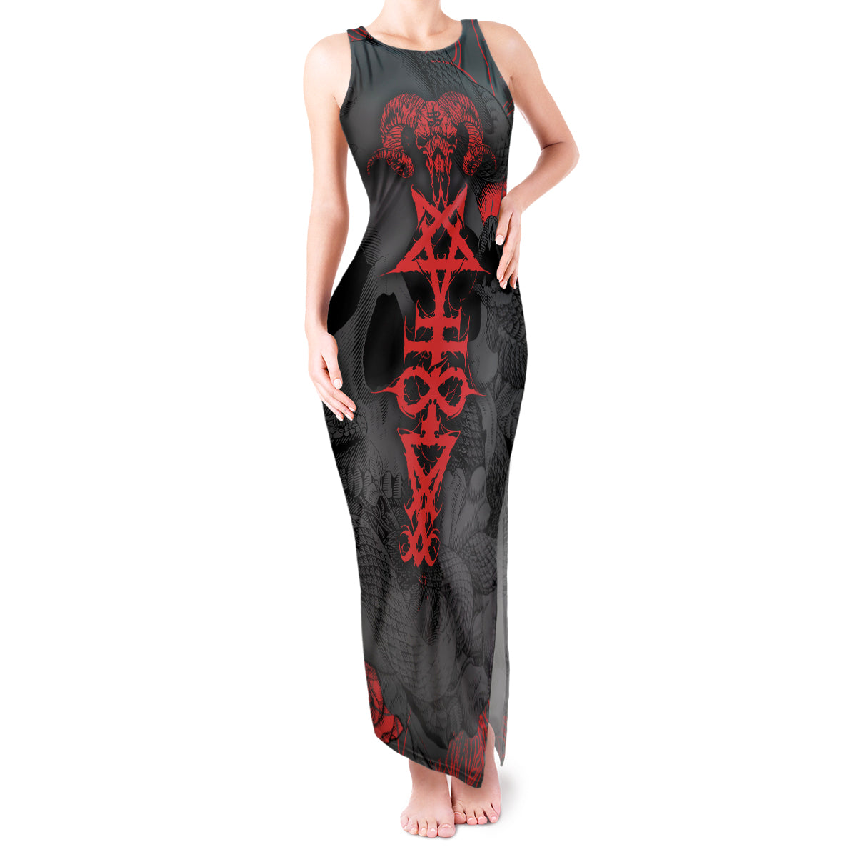 Skull Horror - Satan Symbol Grunge Tank Maxi Dress - Wonder Print Shop