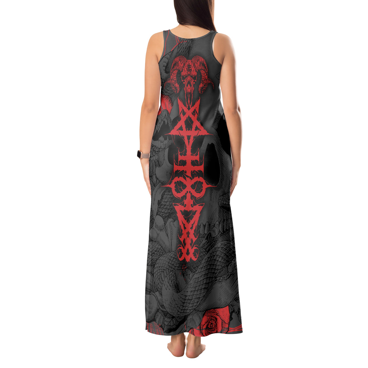 Skull Horror - Satan Symbol Grunge Tank Maxi Dress - Wonder Print Shop