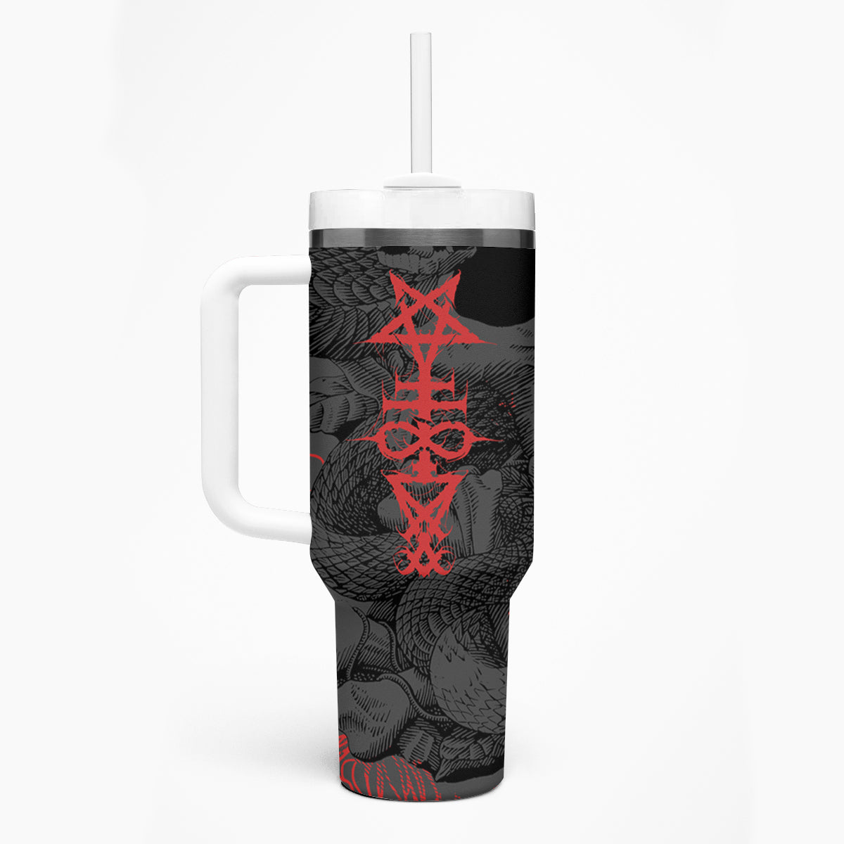 Skull Horror - Satan Symbol Grunge Tumbler With Handle - Wonder Print Shop