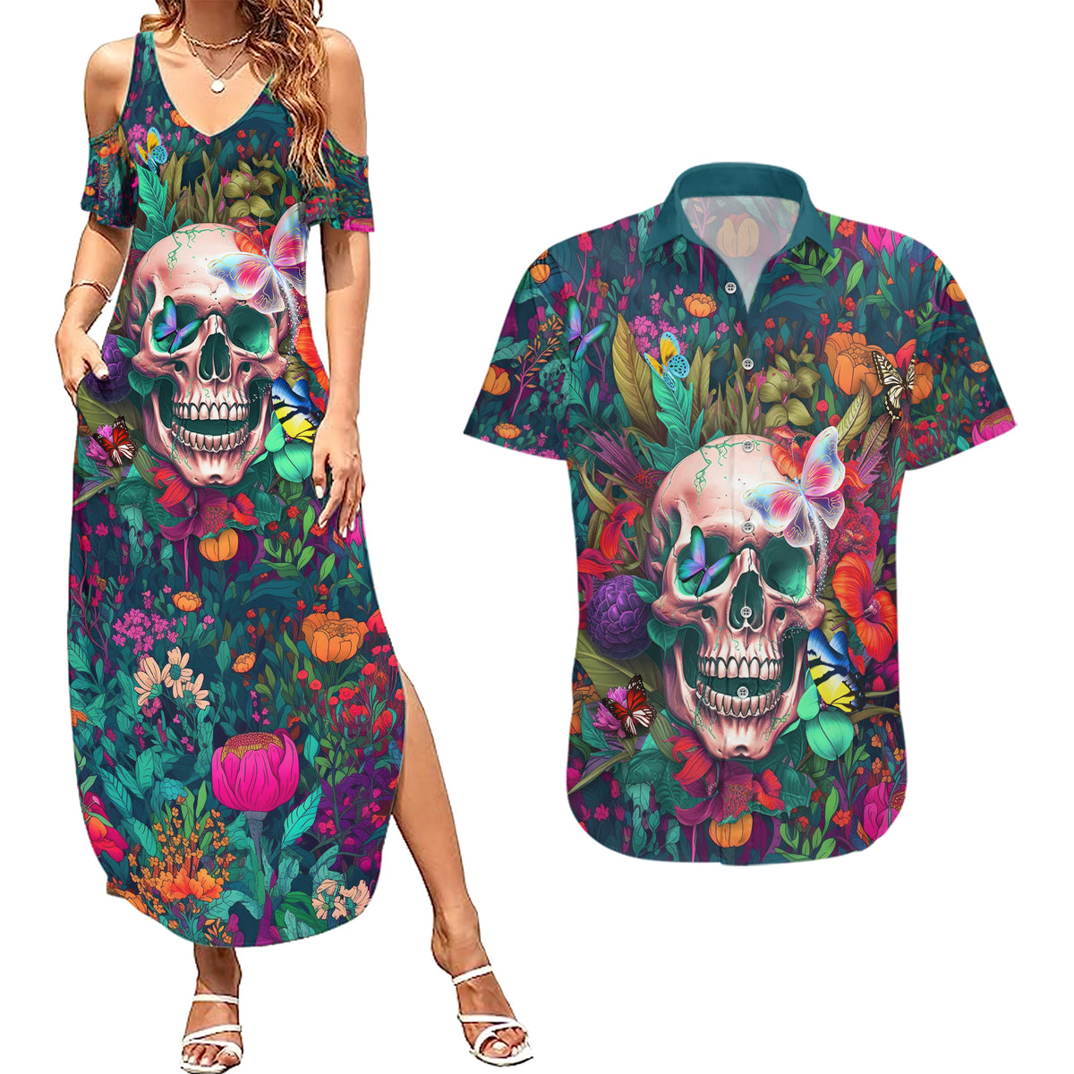 I Talk Is Smile I Laugh Too But Be Careful When I'm Silent Couples Matching Summer Maxi Dress and Hawaiian Shirt - Wonder Print Shop