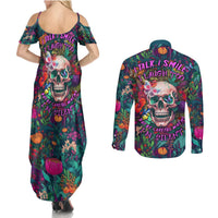 I Talk Is Smile I Laugh Too But Be Careful When I'm Silent Couples Matching Summer Maxi Dress and Long Sleeve Button Shirts - Wonder Print Shop