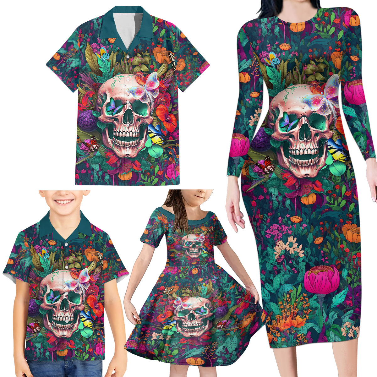 I Talk Is Smile I Laugh Too But Be Careful When I'm Silent Family Matching Long Sleeve Bodycon Dress and Hawaiian Shirt - Wonder Print Shop