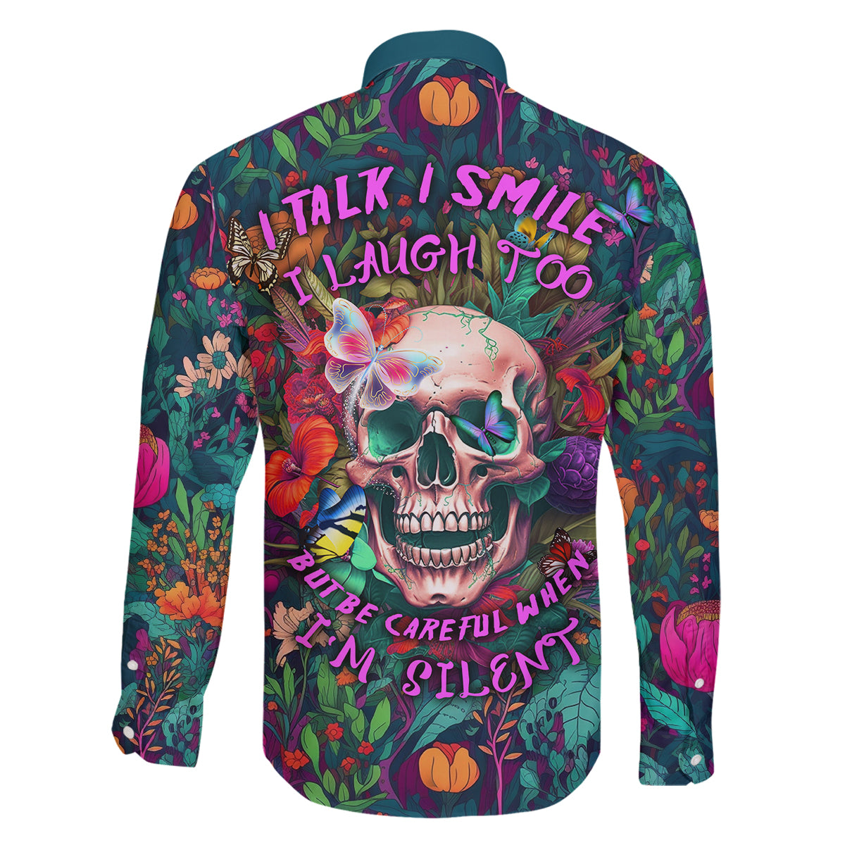 I Talk Is Smile I Laugh Too But Be Careful When I'm Silent Family Matching Long Sleeve Bodycon Dress and Hawaiian Shirt - Wonder Print Shop