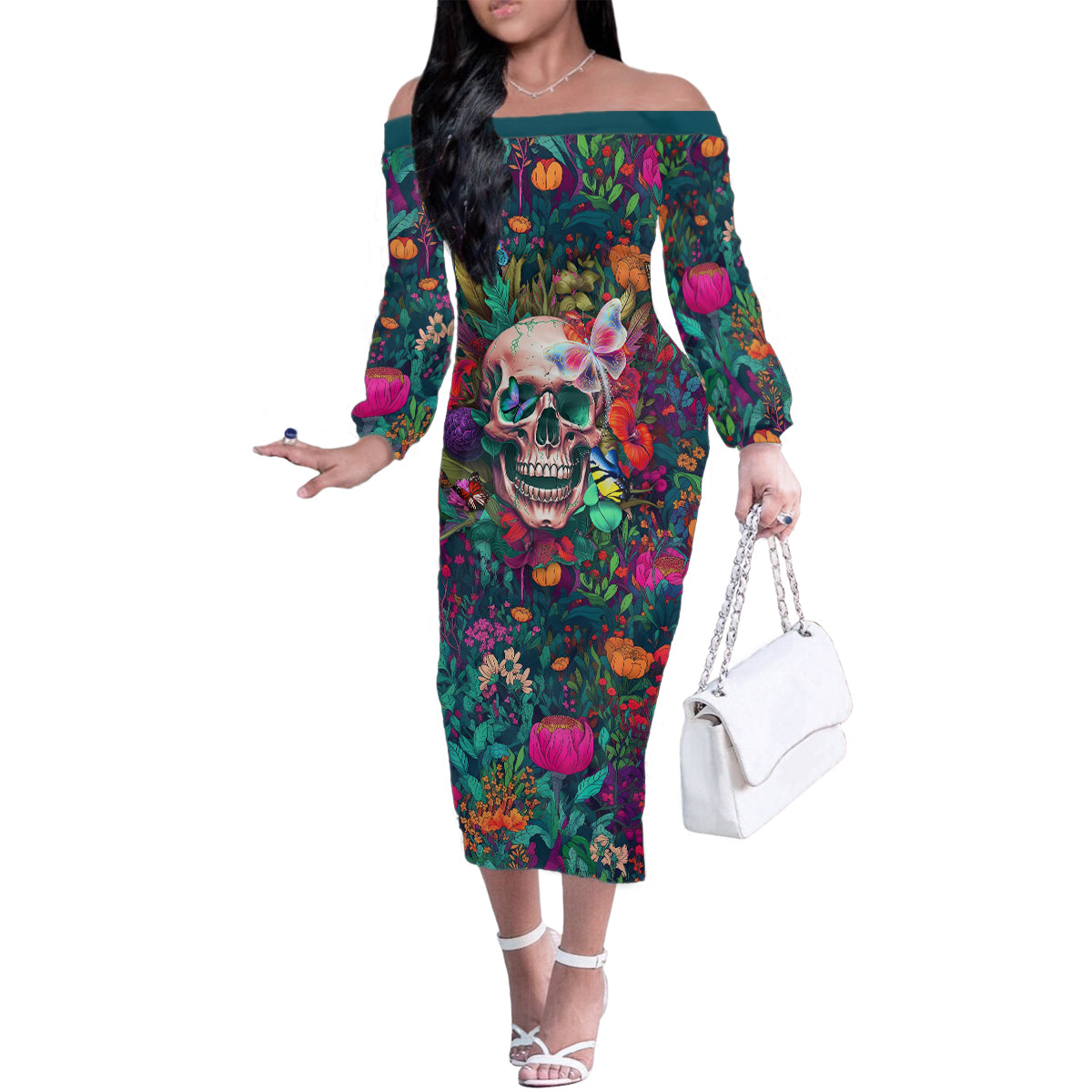 I Talk Is Smile I Laugh Too But Be Careful When I'm Silent Family Matching Off Shoulder Long Sleeve Dress and Hawaiian Shirt - Wonder Print Shop