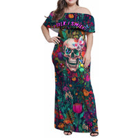 I Talk Is Smile I Laugh Too But Be Careful When I'm Silent Family Matching Off Shoulder Maxi Dress and Hawaiian Shirt - Wonder Print Shop