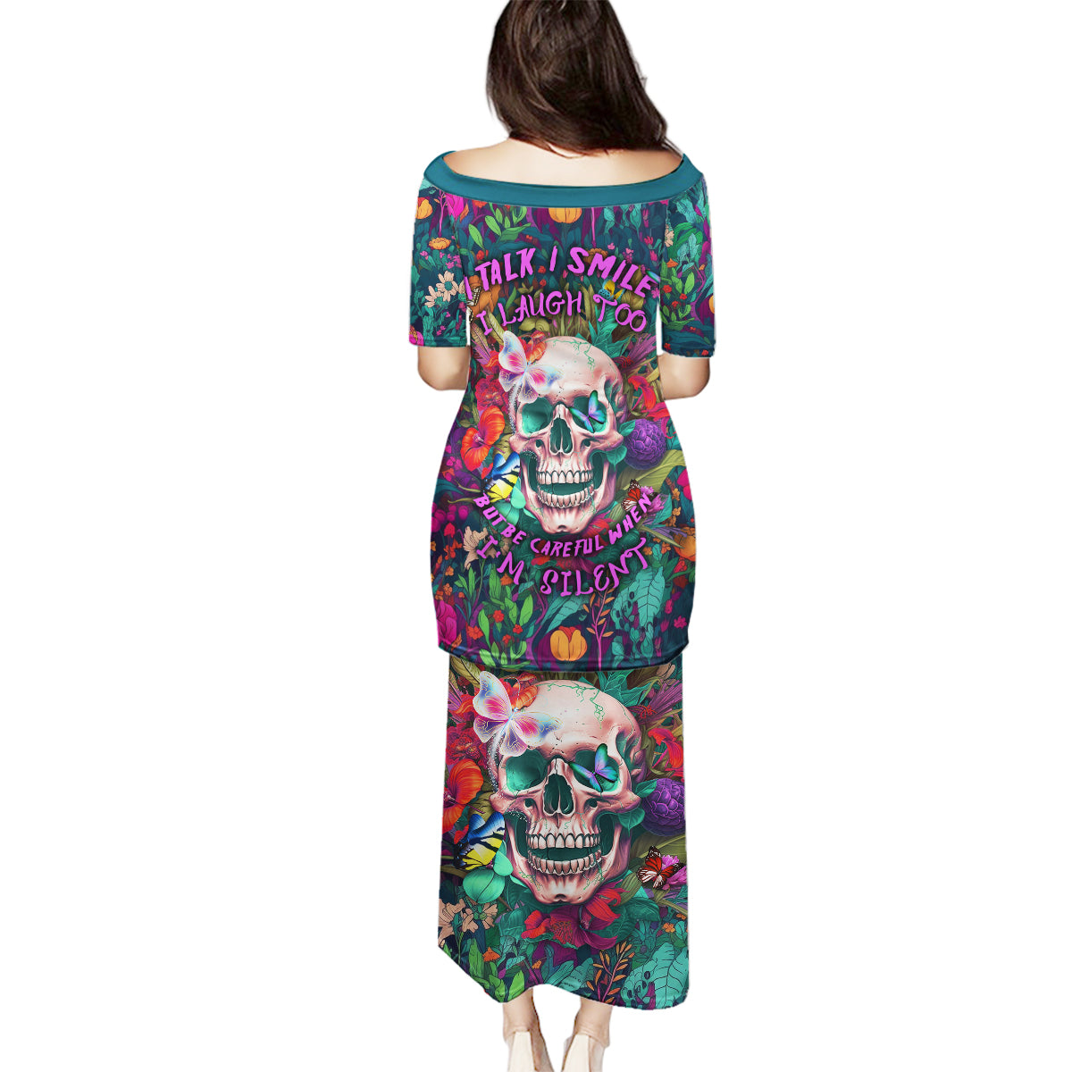 I Talk Is Smile I Laugh Too But Be Careful When I'm Silent Family Matching Puletasi Dress and Hawaiian Shirt - Wonder Print Shop