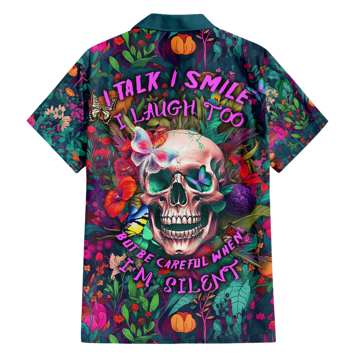 I Talk Is Smile I Laugh Too But Be Careful When I'm Silent Family Matching Short Sleeve Bodycon Dress and Hawaiian Shirt - Wonder Print Shop