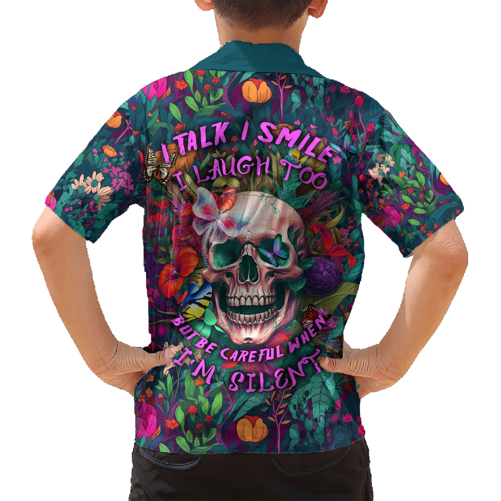 I Talk Is Smile I Laugh Too But Be Careful When I'm Silent Kid Hawaiian Shirt - Wonder Print Shop