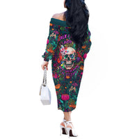I Talk Is Smile I Laugh Too But Be Careful When I'm Silent Off The Shoulder Long Sleeve Dress - Wonder Print Shop