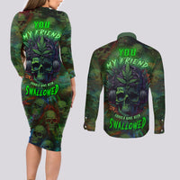 You My Friend Should Have Been Swallowed Couples Matching Long Sleeve Bodycon Dress and Long Sleeve Button Shirts - Wonder Print Shop