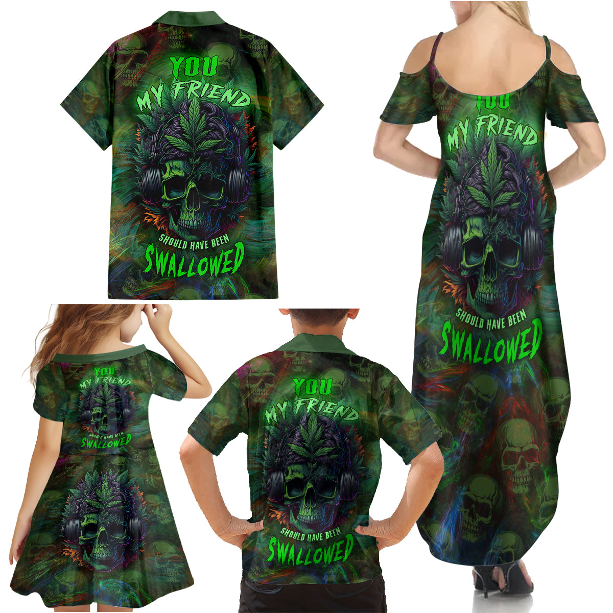 You My Friend Should Have Been Swallowed Family Matching Summer Maxi Dress and Hawaiian Shirt - Wonder Print Shop