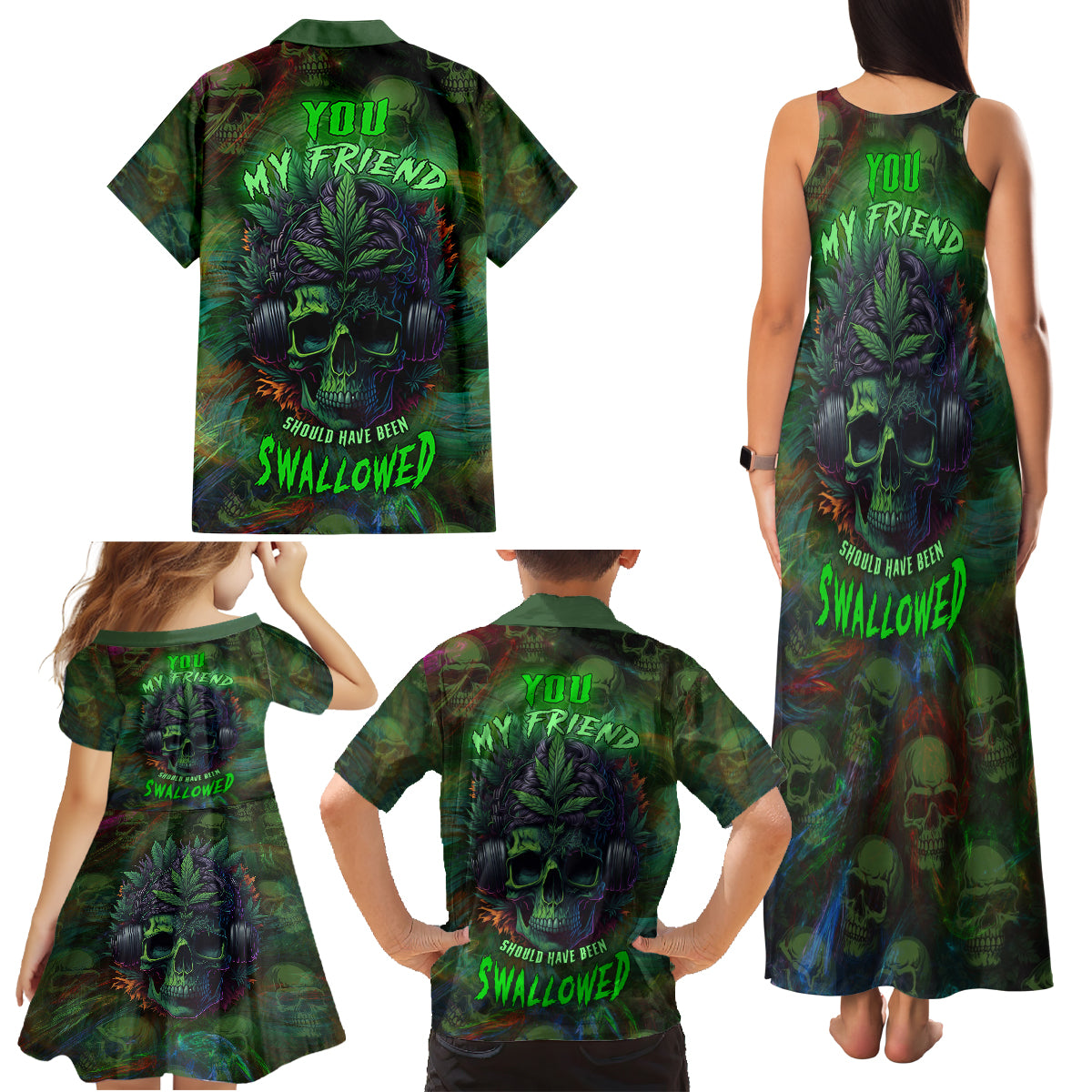 You My Friend Should Have Been Swallowed Family Matching Tank Maxi Dress and Hawaiian Shirt - Wonder Print Shop