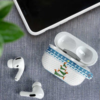 Dachshund Dog Tree Stack AirPods Case with Blue White Paw Print Pattern Design - Wonder Print Shop
