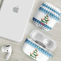 Dachshund Dog Tree Stack AirPods Case with Blue White Paw Print Pattern Design - Wonder Print Shop