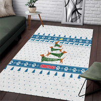 Dachshund Dog Tree Stack Area Rug with Blue White Paw Print Pattern Design - Wonder Print Shop
