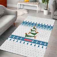 Dachshund Dog Tree Stack Area Rug with Blue White Paw Print Pattern Design - Wonder Print Shop