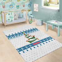 Dachshund Dog Tree Stack Area Rug with Blue White Paw Print Pattern Design - Wonder Print Shop