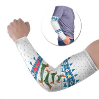 Dachshund Dog Tree Stack Arm Sleeves with Blue White Paw Print Pattern Design - Wonder Print Shop