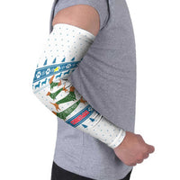 Dachshund Dog Tree Stack Arm Sleeves with Blue White Paw Print Pattern Design - Wonder Print Shop