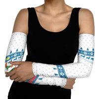 Dachshund Dog Tree Stack Arm Sleeves with Blue White Paw Print Pattern Design - Wonder Print Shop