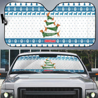 Dachshund Dog Tree Stack Auto Sun Shade with Blue White Paw Print Pattern Design - Wonder Print Shop