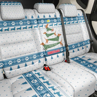 Dachshund Dog Tree Stack Back Car Seat Cover with Blue White Paw Print Pattern Design - Wonder Print Shop