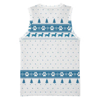 Dachshund Dog Tree Stack Basketball Jersey with Blue White Paw Print Pattern Design - Wonder Print Shop