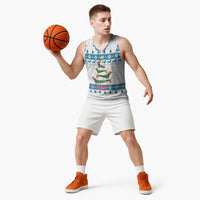 Dachshund Dog Tree Stack Basketball Jersey with Blue White Paw Print Pattern Design - Wonder Print Shop