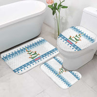 Dachshund Dog Tree Stack Bathroom Set with Blue White Paw Print Pattern Design - Wonder Print Shop