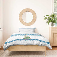 Dachshund Dog Tree Stack Bedding Set with Blue White Paw Print Pattern Design - Wonder Print Shop