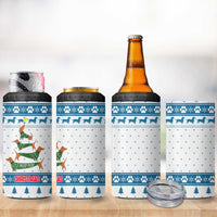 Dachshund Dog Tree Stack 4 in 1 Can Cooler Tumbler with Blue White Paw Print Pattern Design - Wonder Print Shop