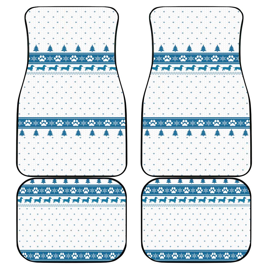 Dachshund Dog Tree Stack Car Mats with Blue White Paw Print Pattern Design - Wonder Print Shop