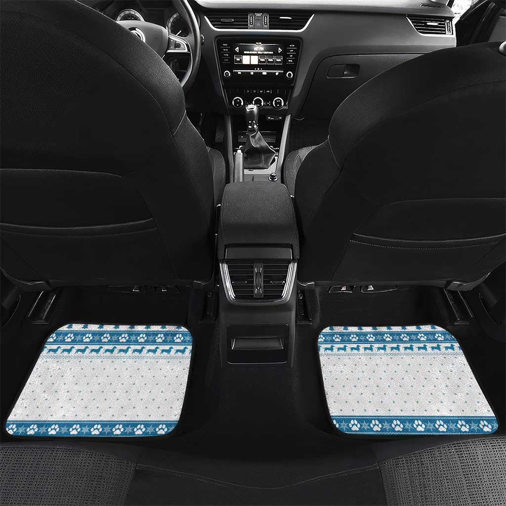 Dachshund Dog Tree Stack Car Mats with Blue White Paw Print Pattern Design - Wonder Print Shop