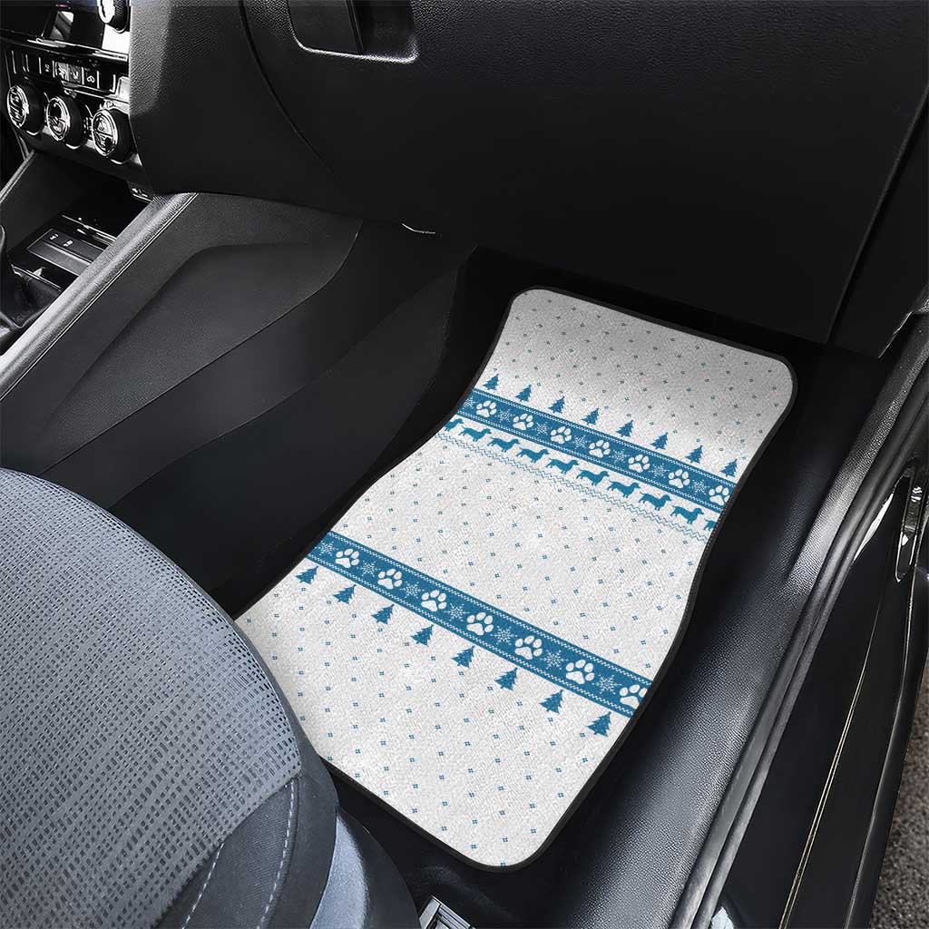 Dachshund Dog Tree Stack Car Mats with Blue White Paw Print Pattern Design - Wonder Print Shop