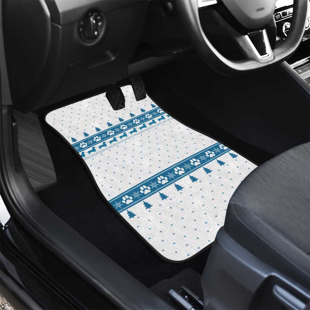 Dachshund Dog Tree Stack Car Mats with Blue White Paw Print Pattern Design - Wonder Print Shop