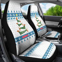 Dachshund Dog Tree Stack Car Seat Cover with Blue White Paw Print Pattern Design - Wonder Print Shop