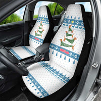Dachshund Dog Tree Stack Car Seat Cover with Blue White Paw Print Pattern Design - Wonder Print Shop