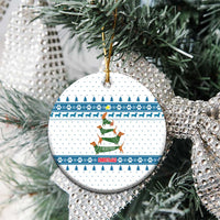 Dachshund Dog Tree Stack Ceramic Ornament with Blue White Paw Print Pattern Design - Wonder Print Shop