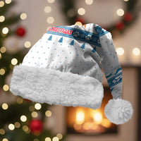 Dachshund Dog Tree Stack Christmas Santa Hat with Blue White Paw Print Pattern Design - Wonder Print Shop