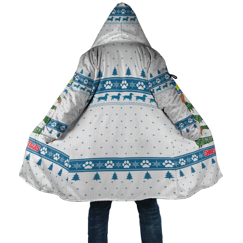 Dachshund Dog Tree Stack Cloak with Blue White Paw Print Pattern Design - Wonder Print Shop