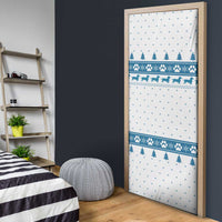 Dachshund Dog Tree Stack Door Cover with Blue White Paw Print Pattern Design - Wonder Print Shop