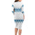 Dachshund Dog Tree Stack Family Matching Long Sleeve Bodycon Dress and Hawaiian Shirt with Blue White Paw Print Pattern Design - Wonder Print Shop