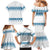 Dachshund Dog Tree Stack Family Matching Mermaid Dress and Hawaiian Shirt with Blue White Paw Print Pattern Design - Wonder Print Shop