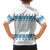 Dachshund Dog Tree Stack Family Matching Off The Shoulder Long Sleeve Dress and Hawaiian Shirt with Blue White Paw Print Pattern Design - Wonder Print Shop