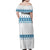 Dachshund Dog Tree Stack Family Matching Off Shoulder Maxi Dress and Hawaiian Shirt with Blue White Paw Print Pattern Design - Wonder Print Shop