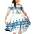 Dachshund Dog Tree Stack Family Matching Off Shoulder Short Dress and Hawaiian Shirt with Blue White Paw Print Pattern Design - Wonder Print Shop
