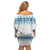 Dachshund Dog Tree Stack Family Matching Off Shoulder Short Dress and Hawaiian Shirt with Blue White Paw Print Pattern Design - Wonder Print Shop
