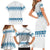 Dachshund Dog Tree Stack Family Matching Short Sleeve Bodycon Dress and Hawaiian Shirt with Blue White Paw Print Pattern Design - Wonder Print Shop