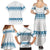 Dachshund Dog Tree Stack Family Matching Summer Maxi Dress and Hawaiian Shirt with Blue White Paw Print Pattern Design - Wonder Print Shop