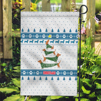 Dachshund Dog Tree Stack Garden Flag with Blue White Paw Print Pattern Design - Wonder Print Shop